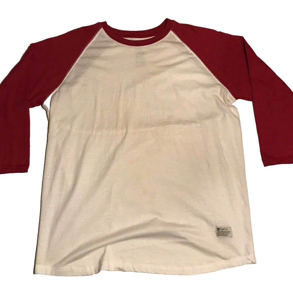 Vintage Matix Brand Skate Baseball Tee White with Red Sleeves Size Large